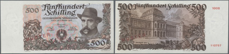 Austria / Österreich
500 Schilling 1953 Specimen P. 134s with Muster perforatio...