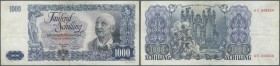 Austria / Österreich
1000 Schilling 1954 P. 135, used with vertical and horizontal folds, dints in paper but no holes or tears, light staining on bac...