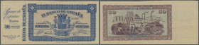 Spain / Spanien
50 Pesetas 1937 P. S579 ”GIJON”, rare note with counterfoil at left, condition: UNC.