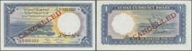 Sudan
1 Pound 1956 Specimen P. 3s, small hole cancellations, zero serial numbers, red CANCELLED overprint, unfolded but very light handling in paper,...
