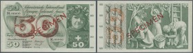 Switzerland / Schweiz
50 Franken 1961 Specimen P. 48As, zero serial number, red specimen overprint, traces of attachment at left border on back, cond...