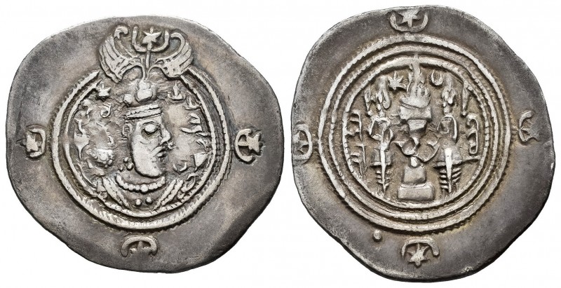 Imperio Sasánida. Xusro II. Dracma. 591-628 d.C. Ag. 3,91 g. MBC+. Est...45,00. ...