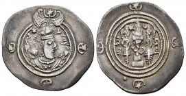 Imperio Sasánida. Xusro II. Dracma. 591-628 d.C. Ag. 3,91 g. MBC+. Est...45,00. /// ENGLISH DESCRIPTION: Xusro II. Drachm. 591-628 d.C. Ag. 3,91 g. Ch...