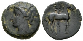 Cartagonova. 1/2 calco. 220-215 a.C. Cartagena (Murcia). (Abh-507). (Acip-604). Ae. 3,23 g. MBC. Est...30,00. /// ENGLISH DESCRIPTION: Carthage Nova. ...