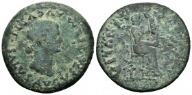 Emerita Augusta. Dupondio. 14-36 d.C. Emérita (Mérida). (Abh-1026). (Acip-3405). Anv.: Cabeza de Livia a derecha y alrededor leyenda PERM AVGVSTI SALV...