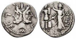 Furia. Denario. 119 d.C. Italia Central. (Ffc-730). (Craw-281/1). (Cal-600). Ag. 3,48 g. MBC-. Est...40,00. /// ENGLISH DESCRIPTION: Furius. Denarius....