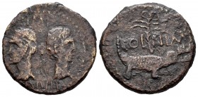 Augusto y Agripa. Dupondio. 10 d.C. Nimes. (Spink-1731). (Ric-159-160). Ae. 11,53 g. BC+. Est...40,00. /// ENGLISH DESCRIPTION: Augustus and Agrippa. ...