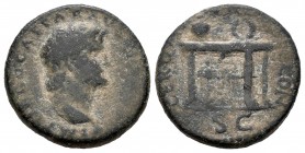 Nerón. Semis. 64 d.C. Roma. (Ric-50). Rev.: CER QVINQ ROMAE CON SC. Mesa. Ae. 5,24 g. BC. Est...40,00. /// ENGLISH DESCRIPTION: Nero. Half unit. 64 d....
