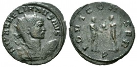 Aureliano. Antoniniano. 270-275 d.C. Serdica. (Ric-V online 2571). Anv.: IMP AVRELIANVS AVG. Busto radiado y con coraza a derecha, portando escudo y l...