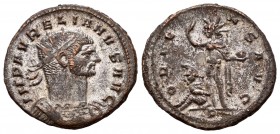 Aureliano. Antoniniano. 270-275 d.C. Mediolanum. (Ric-61). Anv.: ORIENS AVG. Busto radiado y con coraza a derecha . Rev.: ORIENS AVG. Sol en pie a izq...