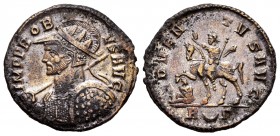 Probo. Antoniniano. 279 d.C. Roma. (Ric-157). Anv.: IMP PROBVS AVG. Busto radiado con casco y coraza a izquierda, descansando lanza sobre el hombro y ...