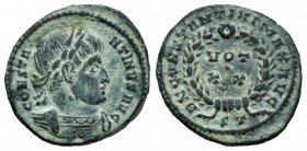 Constantino I. Follis. 310-337 d.C. Ticinum. (Ric-143). Anv.: CONSTANTINVS AVG. Busto laureado con coraza a derecha . Rev.: DN CONSTANTINI MAX AVG. VO...