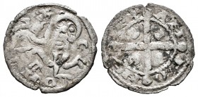 Reino de Castilla y León. Alfonso IX (1188-1230). Dinero. ¿Salamanca?. E girada 90º delante del león. (Abm-126). (Mozo-A9:5.10). (Bautista-225). Ve. 0...