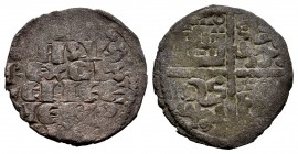 Reino de Castilla y León. Alfonso X (1252-1284). Dinero de seis lineas. (Bautista-363). Ve. 1,05 g. Roel en el primer y cuarto cuadrante. MBC-. Est......