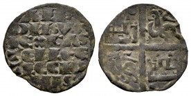 Reino de Castilla y León. Alfonso X (1252-1284). Dinero de seis lineas. (Bautista-371.2). Ve. 0,74 g. Punto en primer y cuarto cuadrante. MBC-. Est......
