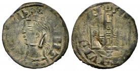 Reino de Castilla y León. Alfonso XI (1312-1350). Cornado. Cuenca. (Bautista-501.3). Ve. 0,78 g. Tipo Santa Orsa. Con cuenco bajo el castillo. Grieta ...