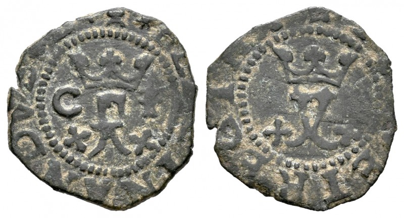 Fernando e Isabel (1474-1504). Blanca. Cuenca. (Cal-16). (Rs-457). Anv.: C y arm...