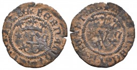 Fernando e Isabel (1474-1504). Blanca. Cuenca. (Cal 2008-587). (RS-545). Ae. 0,94 g. Con estrella y C gótica en anverso y reverso. MBC. Est...18,00. /...