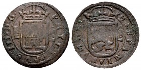 Felipe III (1598-1621). 8 maravedís. 1601. Segovia. Ae. 6,16 g. Jarabo la clasifica como Falsa de época al ser una fecha imposible. MBC-. Est...12,00....