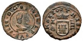 Felipe IV (1621-1665). 4 maravedís. 1664. Cuenca. (Cal-213). (Jarabo-Sanahuja-M217). Ae. 1,21 g. MBC-. Est...30,00. /// ENGLISH DESCRIPTION: Philip IV...
