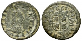 Felipe IV (1621-1665). 8 maravedís. 1661. Madrid. Y/A. (Cal 2019-357). (Jarabo-Sanahuja-M297). Ae. 1,88 g. Ceca debajo del escudo. Ensayador Y rectifi...