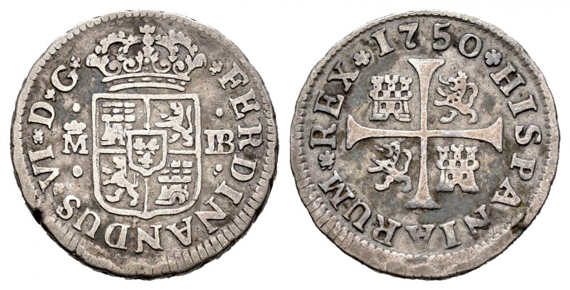 Fernando VI (1746-1759). 1/2 real. 1750. Madrid. JB. (Cal 2019-69). Ag. 1,43 g. ...