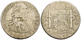 Carlos IV (1788-1808). Botón de imitación a un 8 reales de 1795. MBC-. Est...50,00. /// ENGLISH DESCRIPTION: Charles IV (1788-1808). Almost VF. Est......