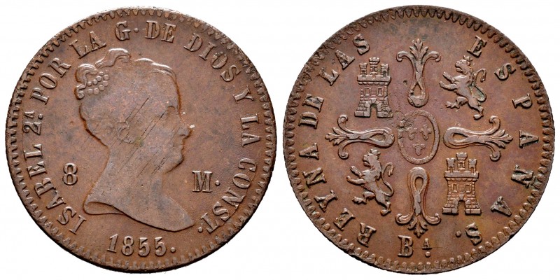 Isabel II (1833-1868). 8 maravedís. 1855. Barcelona. (Cal 2008-470). Ae. 10,91 g...