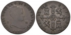 Isabel II (1833-1868). 8 maravedís. 1849. Jubia. (Cal 2019-116). Ae. 10,21 g. MBC-. Est...18,00. /// ENGLISH DESCRIPTION: Elizabeth II (1833-1868). 8 ...