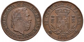 Carlos VII (1872-1876). 10 céntimos. 1875. Oñate. (Cal-6). Ae. 9,81 g. Golpes en el canto. MBC+. Est...50,00. /// ENGLISH DESCRIPTION: Carlos VII (187...