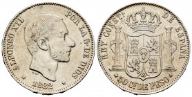 Alfonso XII (1874-1885). 50 centavos. 1882. Manila. (Cal-118). Ag. 12,59 g. Pequeñas marcas. MBC-/MBC. Est...35,00. /// ENGLISH DESCRIPTION: Alfonso X...