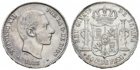 Alfonso XII (1874-1885). 50 centavos. 1885. Manila. (Cal-114). Ag. 12,94 g. MBC-. Est...35,00. /// ENGLISH DESCRIPTION: Alfonso XII (1874-1885). 50 ce...