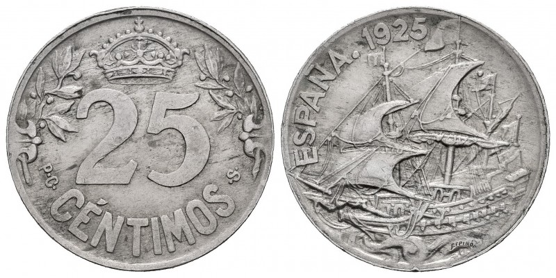 Alfonso XIII (1886-1931). 25 céntimos. 1925. Madrid. PGS. (Cal-24). Cu-Ni. 7,01 ...