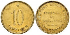 Guerra Civil (1936-1939). Ficha de 10 céntimos. Pueblonuevo. 6,53 g. Sociedad Cooperativa Pueblonuevo. Personal de Peñarroya . MBC+. Est...15,00. /// ...