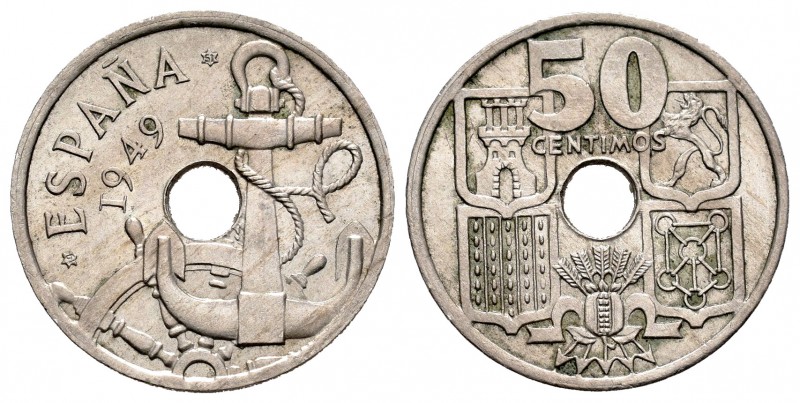 Estado Español (1936-1975). 50 céntimos. 1949*19-51. Madrid. (Cal-21). Ag. 3,96 ...