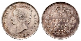 Canadá. Victoria. 5 cents. 1891. (Km-2). Ag. 1,15 g. EBC. Est...50,00. /// ENGLISH DESCRIPTION: Canada. Victoria Queen. 5 cents. 1891. (Km-2). Ag. 1,1...