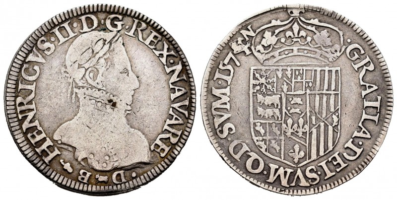 Francia. Enrique III de Navarra, II de Bearn. Testón. 1574. Navarra. (Bd-606) (P...