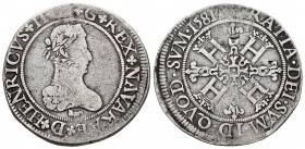 Francia. Henry III. Reino de Navarra. 1 franco. 1581. Saint-Palais. (Duplessy-1399). Ag. 13,57 g. Escasa. MBC-. Est...80,00. /// ENGLISH DESCRIPTION: ...