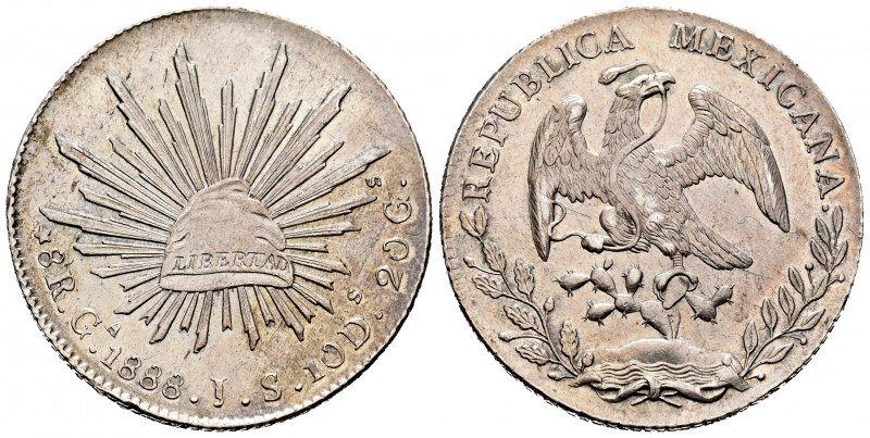 México. 8 reales. 1888. Guadalajara. JS. (Km-377.6). Ag. 26,83 g. EBC-. Est...60...