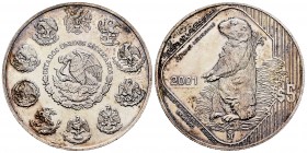 México. 5 pesos. 2001. (Km-659). Ag. 31,01 g. Perro de la predera. SC. Est...30,00. /// ENGLISH DESCRIPTION: Mexico. 5 pesos. 2001. (Km-659). Ag. 31,0...