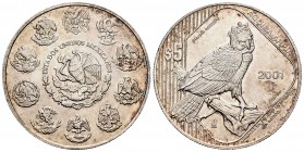 México. 5 pesos. 2001. (Km-653). Ag. 31,01 g. Águila arpía. SC. Est...30,00. /// ENGLISH DESCRIPTION: Mexico. 5 pesos. 2001. (Km-653). Ag. 31,01 g. Ág...