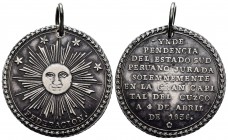 Perú. Medalla. 1836. (Zapata-836.02). Ag. 14,00 g. Proclamación independencia sur de Perú el 4 de abril. Con agujero y argolla. MBC+. Est...30,00. ///...