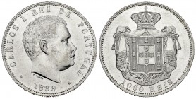 Portugal. Carlos I. 1000 reis. 1899. (Km-540). (Gomes-13.01). Ag. 25,07 g. Brillo original. EBC/EBC+. Est...40,00. /// ENGLISH DESCRIPTION: Portugal. ...