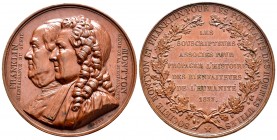 Francia. Medalla. 1833. Ae. 33,78 g. Sociedad Montyon y Franklin a sus asociados por propagar la historia y las humanidades. Grabador: Barre. 41 mm. E...