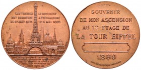 Francia. Medalla. 1889. Ae. 41,17 g. Recuerdo de la ascensión a la Torre Eiffel. 42 mm. SC-. Est...20,00. /// ENGLISH DESCRIPTION: France. Medal. 1889...