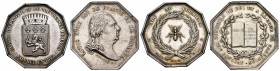 Lote de 2 medallas francesas diferentes de 1822 y 1824, en plata. A EXAMINAR. EBC-. Est...100,00. /// ENGLISH DESCRIPTION: Lote de 2 medallas francesa...