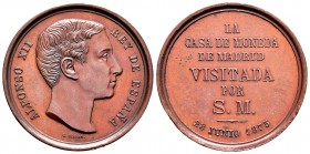 España. Alfonso XII (1874-1885). Medalla. 1875. Madrid. (Vives-462). Ae. 17,96 g. Visita a la Casa de La Moneda el 28 de junio. Grabador G. Sellen. 33...