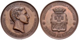 España. Alfonso XII (1874-1885). Medalla. 1877. (AVM-471). Ae. 62,93 g. Exposición Regional de Lugo. Premio al mérito. Golpecitos. 48 mm. EBC. Est...4...