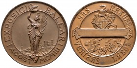 España. Medalla. 1903. (Cru. Medallas-964a). Ae. 8241,00 g. Exposición Balear Agosto MCMIII. Grabadores:  B. Pons y P. Feu. 51 mm. SC. Est...125,00. /...