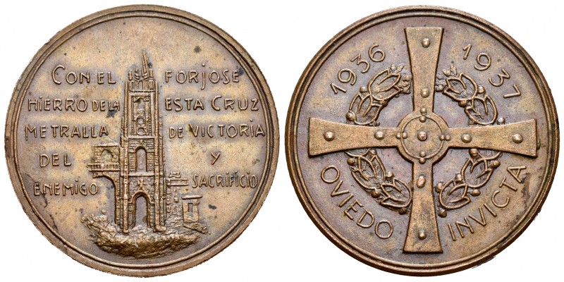 España. Medalla. 1937. Oviedo. (Guerra-886 bis). Anv.: OVIEDO INVICTA. 1936-1937...